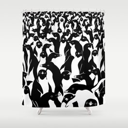 meanwhile penguins Shower Curtain