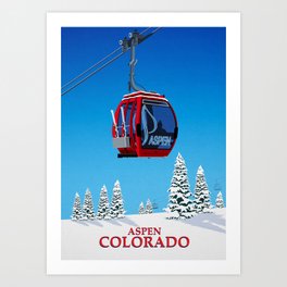 Aspen Colorado Ski Resort Cable Car Art Print