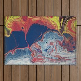 Abstract Colorful Acrylic Pour Painting Liquid Marble Outdoor Rug