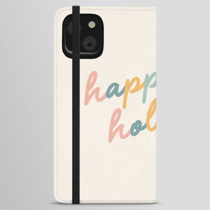 Pastel Hand Lettering Happy Holidays iPhone Wallet Case