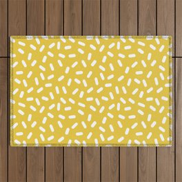 Somethin' Somethin' - yellow bright happy sprinkles pills dash pattern rad minimal prints Outdoor Rug