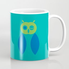Winking Owl in green, blue, teal Coffee Mug