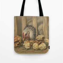 Vintage Chicken & Baby Chicks Painting (1891) Tote Bag