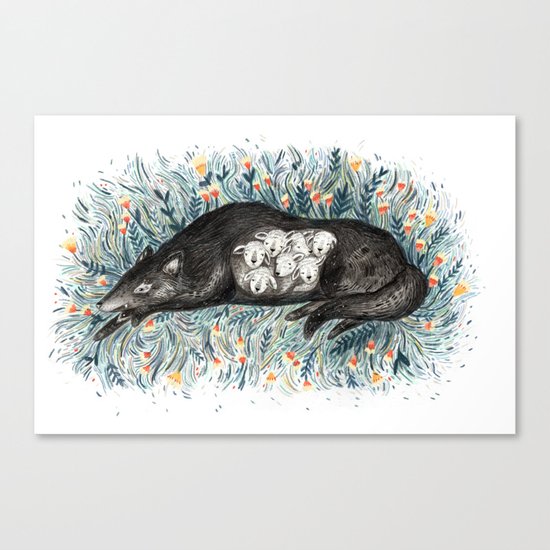 Wolf & The Seven Kids Canvas Print