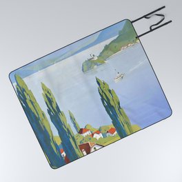 French vintage travel poster Annecy France Picnic Blanket