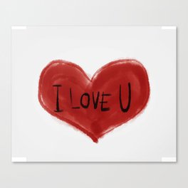I love you red heart painting Canvas Print