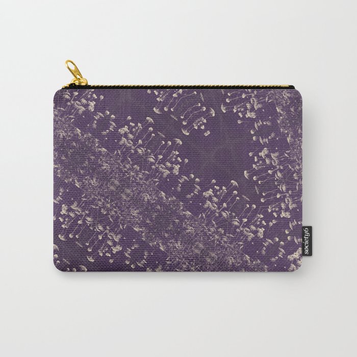 Queen Anne's Lace Duotone Botanical Antique Ivory on Faded Aubergine Carry-All Pouch