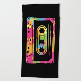 Colorful Retro Cassette Tape Beach Towel