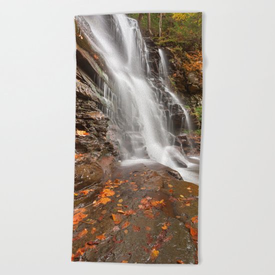Autumn Ganoga Falls Beach Towel