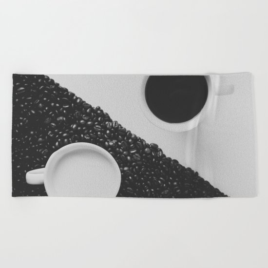 Black and White Coffee Beach Towel