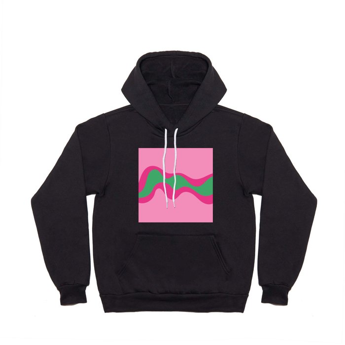 Ance - Groovy Wavey Colorful Retro Art Design in Pink and Green Hoody