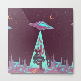 DESERT UFO Metal Print | Nature, Extra Terrestrial, Alien, Tracksuit, Hiphop, Cacti, Landscape, Extraterrestrial, Car, Curated 