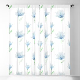Watercolor light blue flowers Blackout Curtain