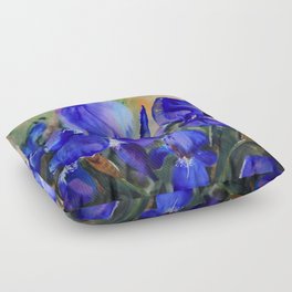 Blue Watercolor Flowers Floor Pillow