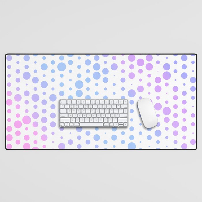 Light Pastel Purple, Magenta, Blue, Violet & Pink Minimal Polka Dot Pattern Desk Mat