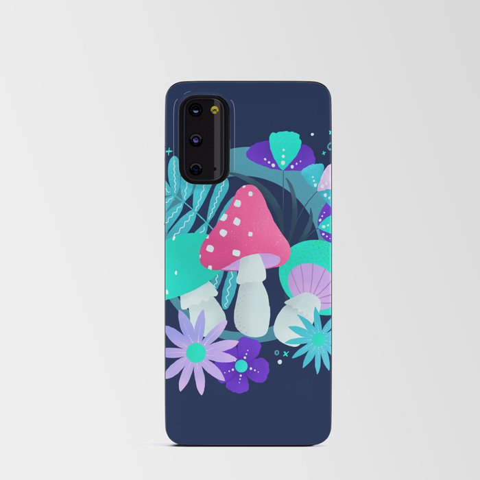 turquoise and pink mushrooms and flowers Android Card Case