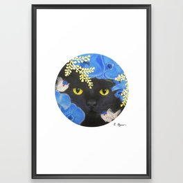 Cat and goldfish Framed Art Print