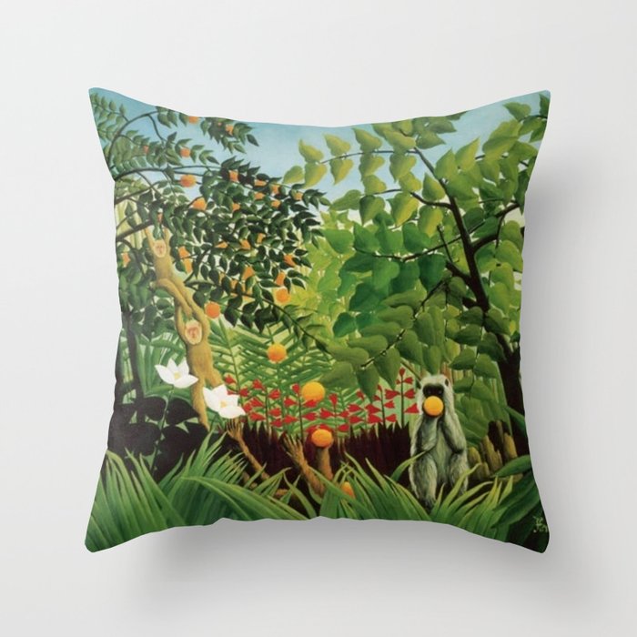 Henri Rousseau Exotic Landscape Throw Pillow