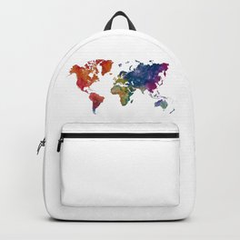 world map in watercolor-multicolor Backpack