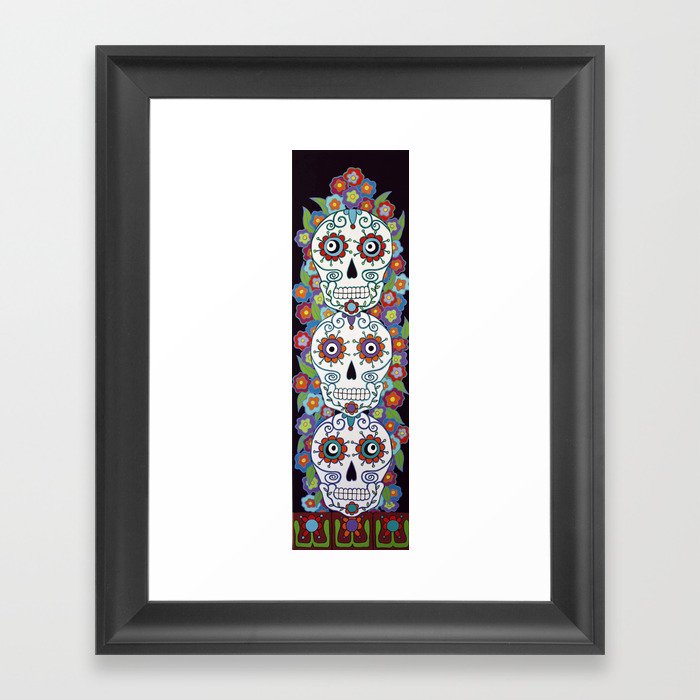 Sugar Skull Totem Framed Art Print