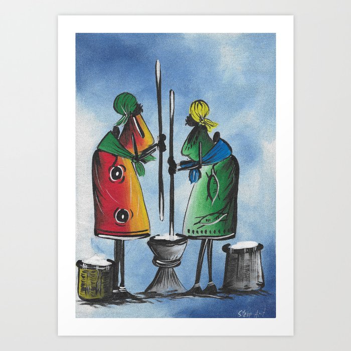 Village Women At Work From Malawi Africa Art Print By