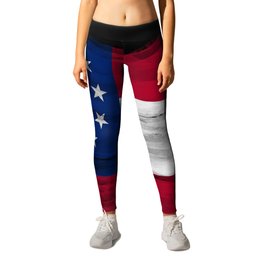 Georgia state flag brush stroke, Georgia flag background Leggings