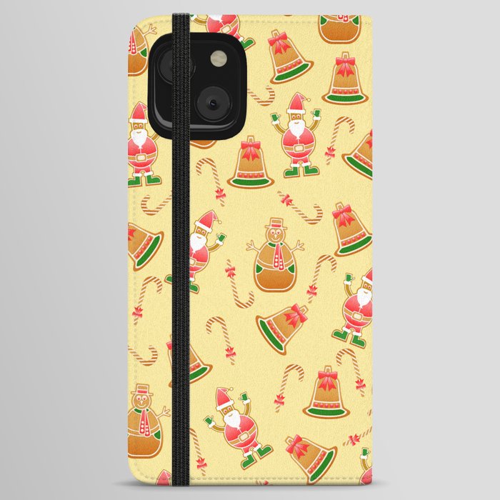 Merry Christmas Gingerbread Candy Cane Santa Claus iPhone Wallet Case