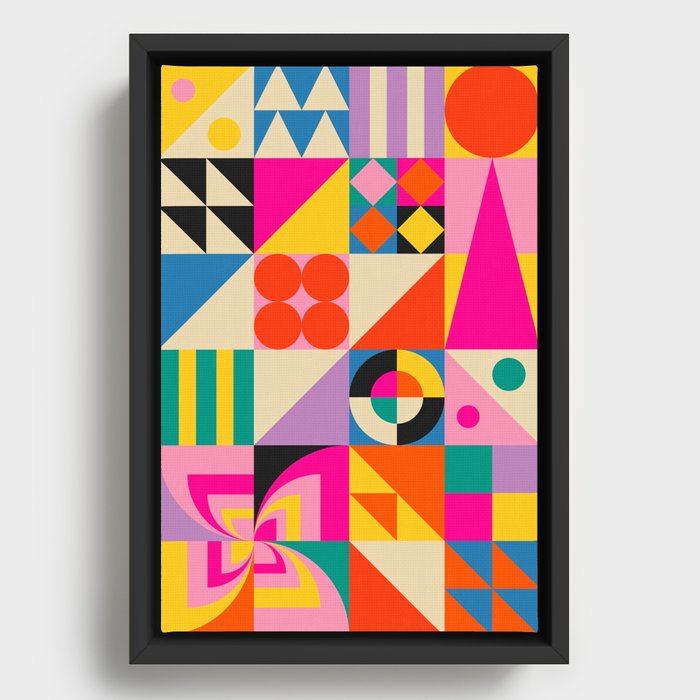 Happy Geometric Combo Framed Canvas