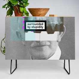 Warning · surrounded by stupidity Credenza