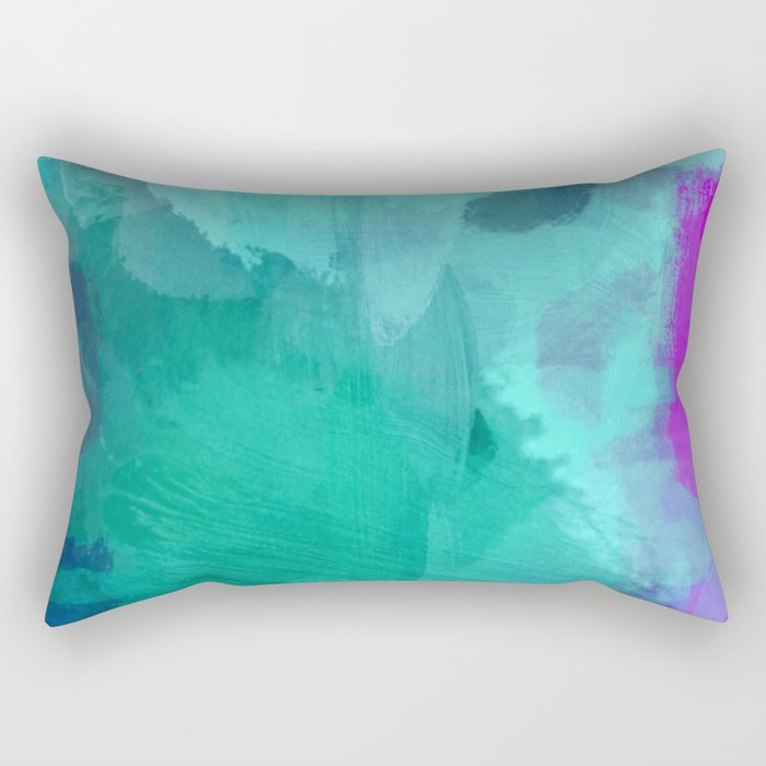 abstract splatter brush stroke painting texture background in blue purple Rectangular Pillow