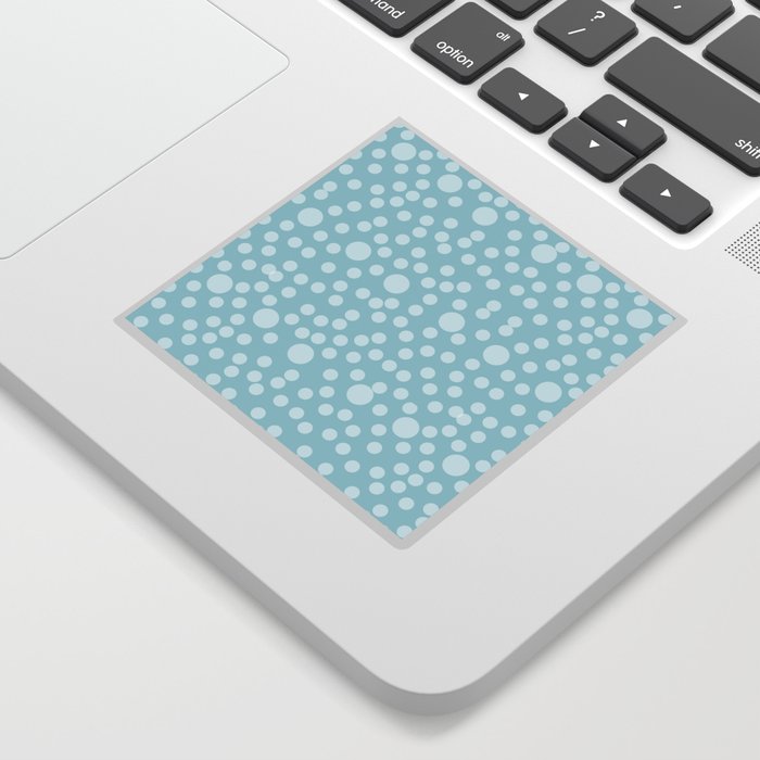 Modern Frosted Aqua Blue Hand Drawn Polka Dot Pattern ,Retro Polka Dot Background Sticker