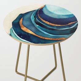 Abstract Blue with Gold Side Table