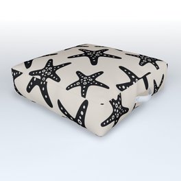 Sweet Starfish Pattern 248 Black and Linen White Outdoor Floor Cushion