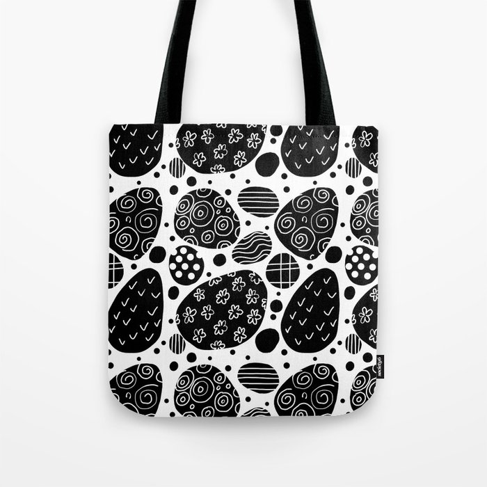 Sea stones or abstract ornament? Black and white graphics, pattern Tote Bag