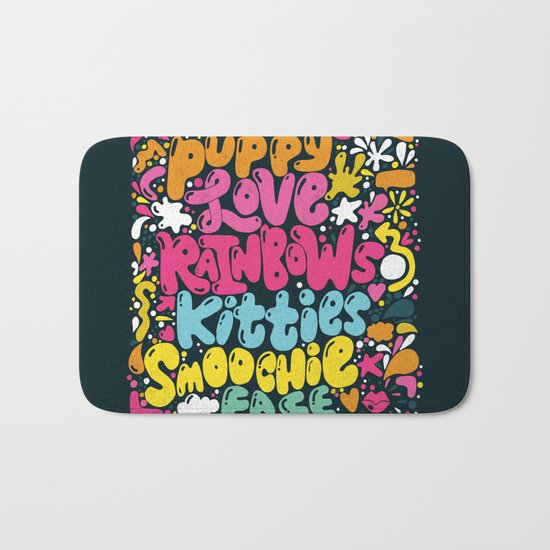 PUPPY LOVE, RAINBOWS, KITTIES, SMOOCHIE FACE Bath Mat