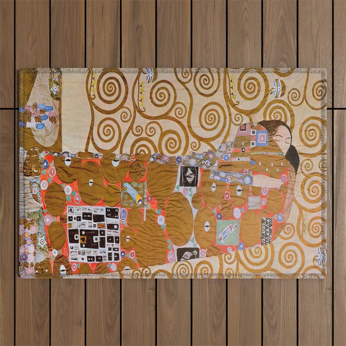 Gustav Klimt enhanced with artificial intelligence Outdoor Rug