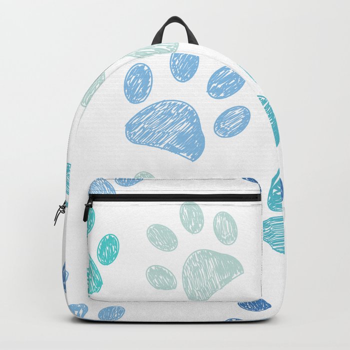Blue colored paw print background Backpack by gulsengunel Society6