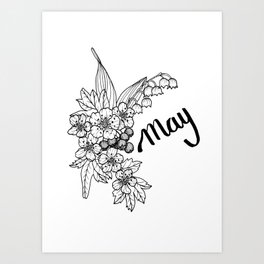 Lily Of The Valley May Birth Flower Art Print Black And Be45e397