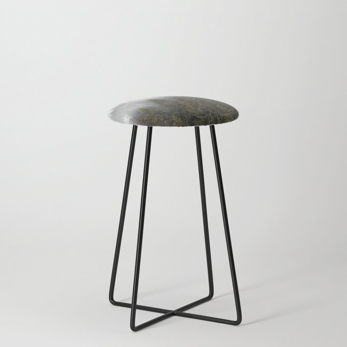 Pine Tree Tops Treeline | Alps Mountainside Foggy Background Counter Stool