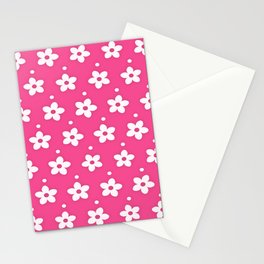Pink & White Color Floral Design Stationery Card