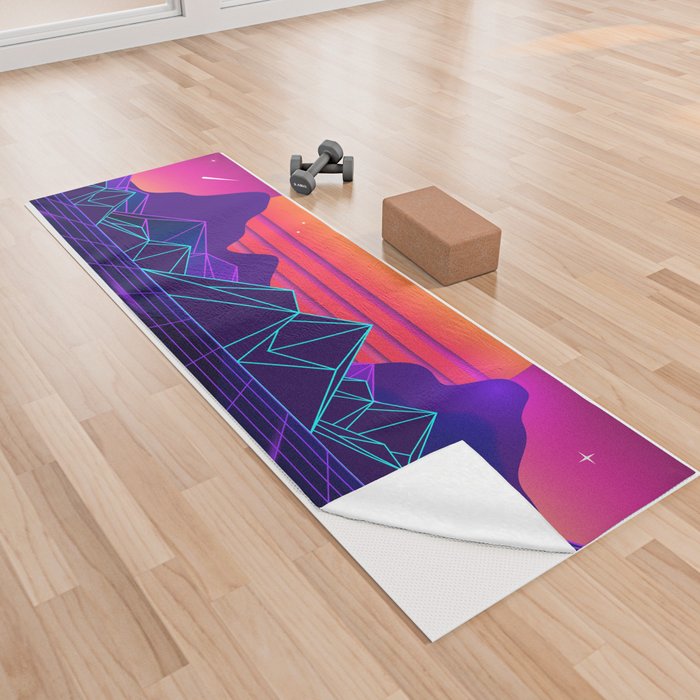 Glowing Sunset Synthwave Yoga Towel