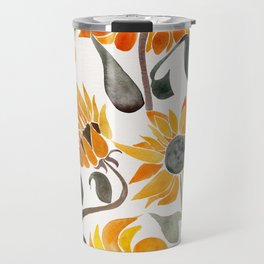 Sunflower Watercolor – Yellow & Black Palette Travel Mug