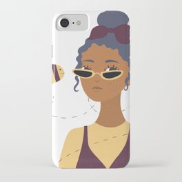 beautiful woman and bee flying around.  iPhone Case