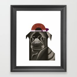 cute animal-black dog 2-red hat,puppies,gift Framed Art Print