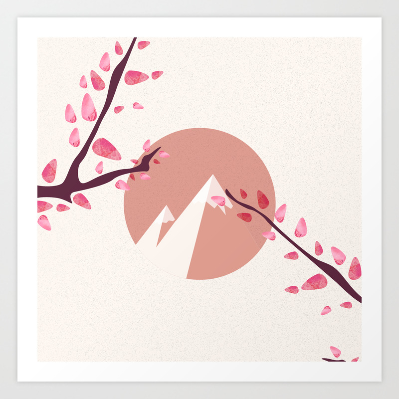 Mount Fuji Japan Sakura Tree Cherry Blossom Art Print By