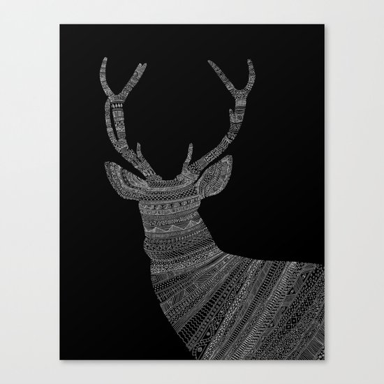 Stag / Deer (On Black) Canvas Print