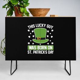 This lucky guy was born on St. Patricks day Credenza