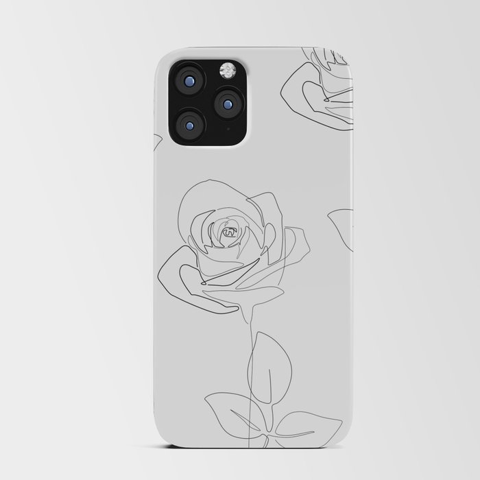 White Rose / fine line flower drawing  iPhone Card Case