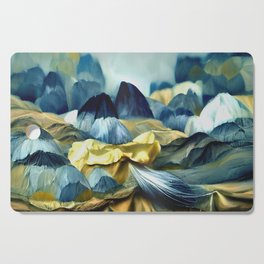 Abstract Painting No. 7 Blue-Gold Rocks Cutting Board
