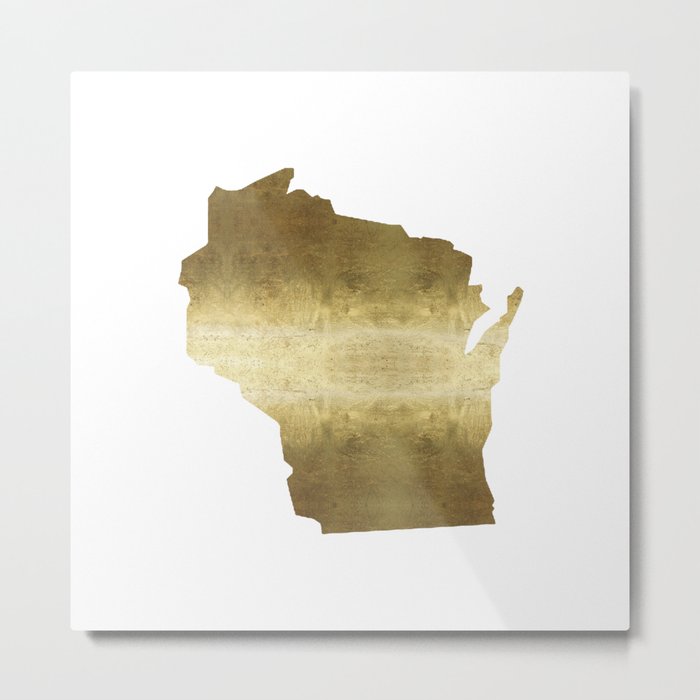 wisconsin gold foil state map Metal Print